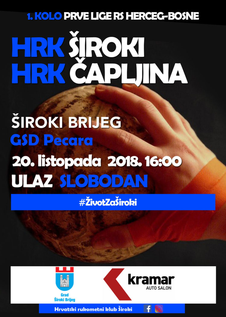 Rukometaši Širokog u subotu na Pecari dočekuju Čapljinu