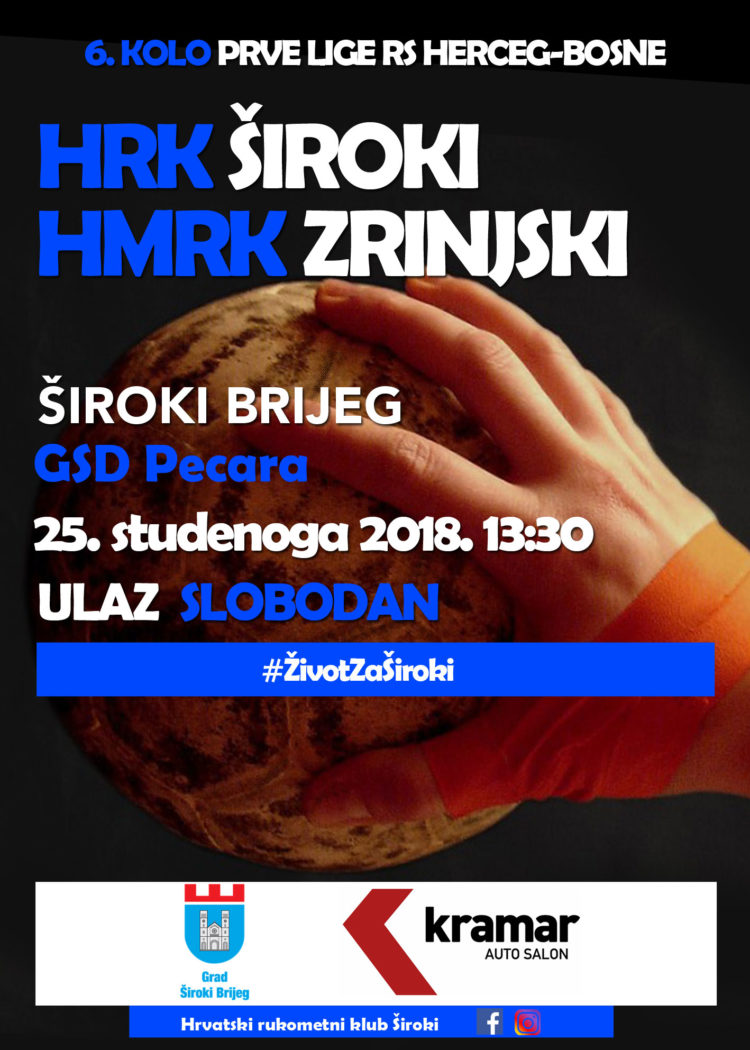 Rukometaši Širokog u nedjelju na Pecari dočekuju Zrinjski