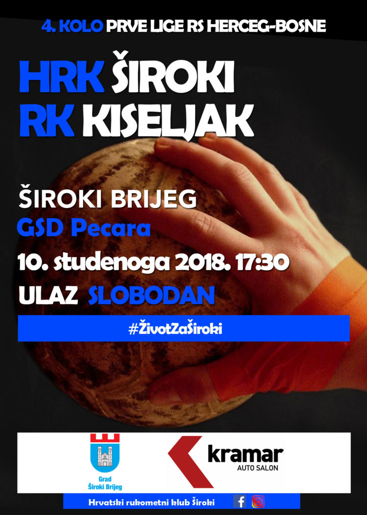 Rukometaši Širokog u subotu na Pecari dočekuju Kiseljak