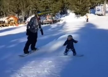 Atrakcija na Blidinju: Pogledajte malog snowboardera