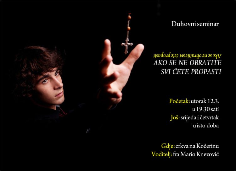 Najava: Duhovni seminar na Kočerinu