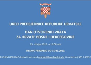 Dan otvorenih vrata za Hrvate Bosne i Hercegovine u Uredu Predsjednice RH