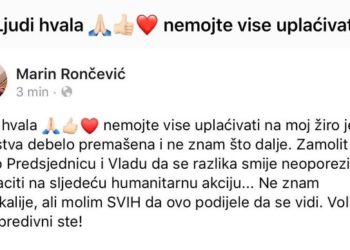 Premašen iznos potreban za liječenje Mile Rončević