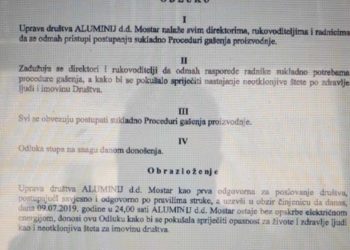 Direktor Pandža potpisao odluku o proceduri gašenja proizvodnje Aluminija