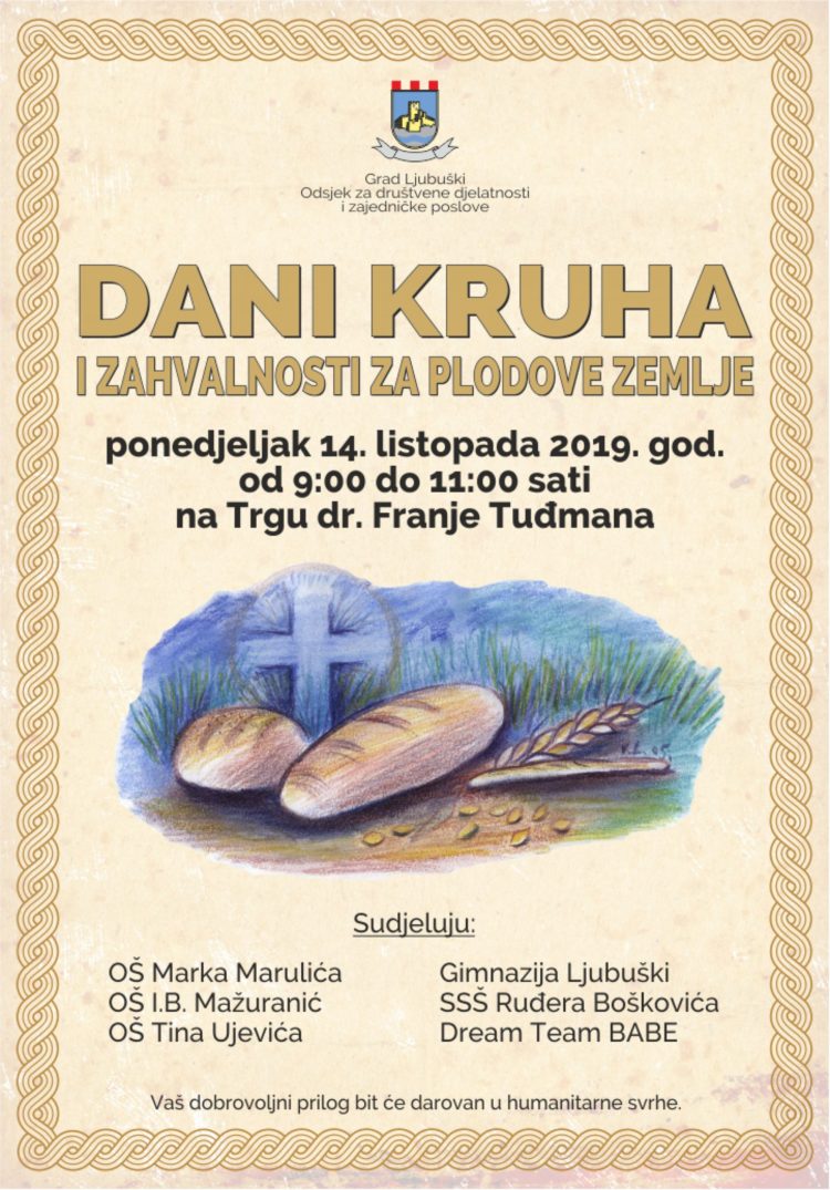 Najava: Dani kruha i zahvalnosti za plodove zemlje u Ljubuškom