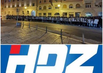 Torcida ispred HDZ-a u Splitu istaknula transparent: ‘Maknite nas sa tribine, ostaju vam ulice, vrijeme je odluke, želite li prsluke?!’
