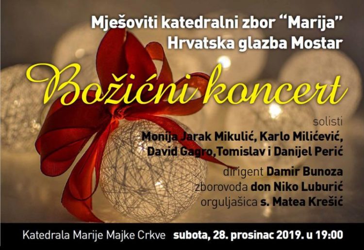Najava: Božićni koncert MKZ Marija i Hrvatske glazbe Mostar