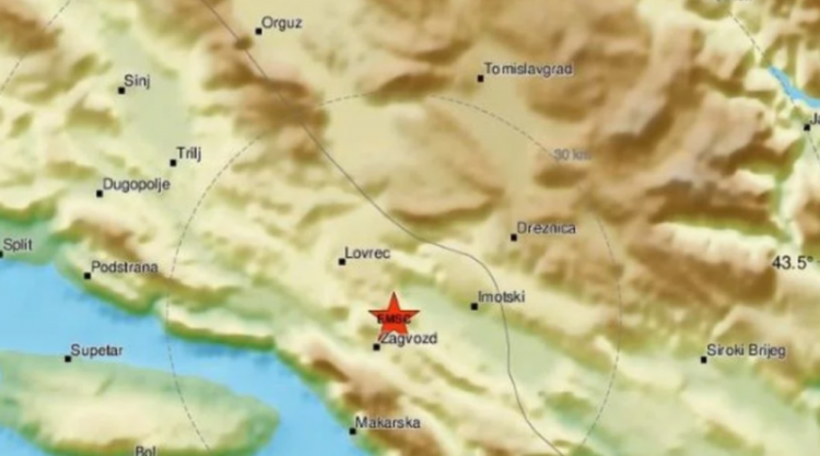 Potres u Hrvatskoj, epicentar kod Makarske