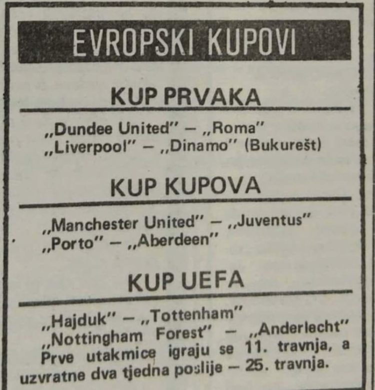 Fotografija o današnjem danu iz 1984.: Hrvatski klub u polufinalu UEFA-inog natjecanja