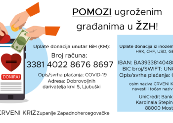 Otvoreni računi Crvenog križa Županije Zapadnohercegovačke za donacije