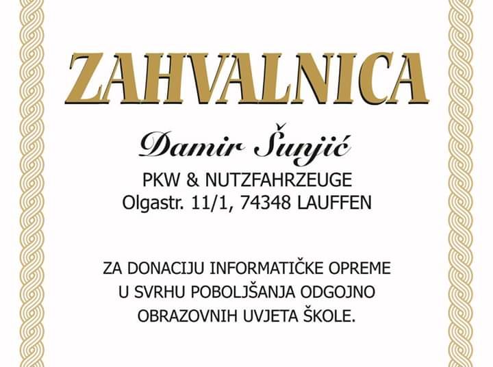 Ljubuški: Vrijedna donacija informatičke i sportske opreme za OŠ Marka Marulića