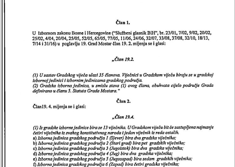 Donosimo SDA-ov i HDZ-ov Prijedlog izmjena Izbornog zakona BiH vezan za izbore u Mostaru