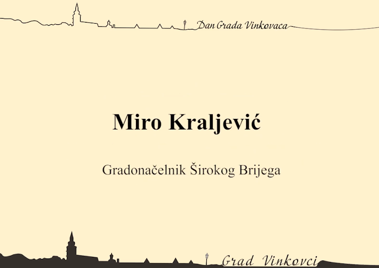 Gradonačelnik Širokog Brijega Miro Kraljević dobitnik Zlatne plakete „Grb grada Vinkovaca“