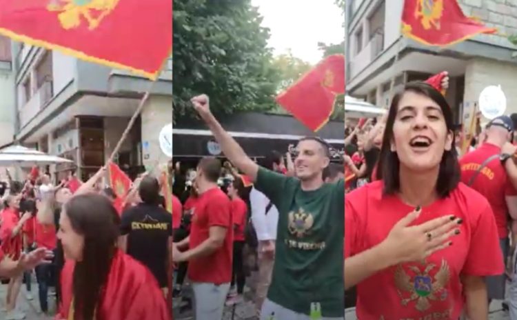 Cetinje: Crnogorci pjevali Thompsona i Škoru na skupu ispred srpske pravoslavne crkve (VIDEO)
