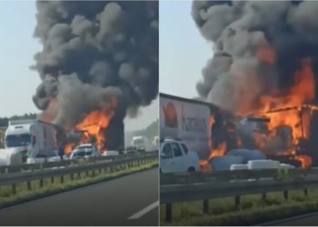 Teška nesreća: Sudarilo se više vozila, kamioni gore