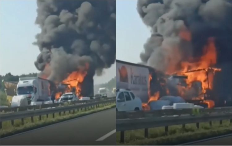 Teška nesreća: Sudarilo se više vozila, kamioni gore