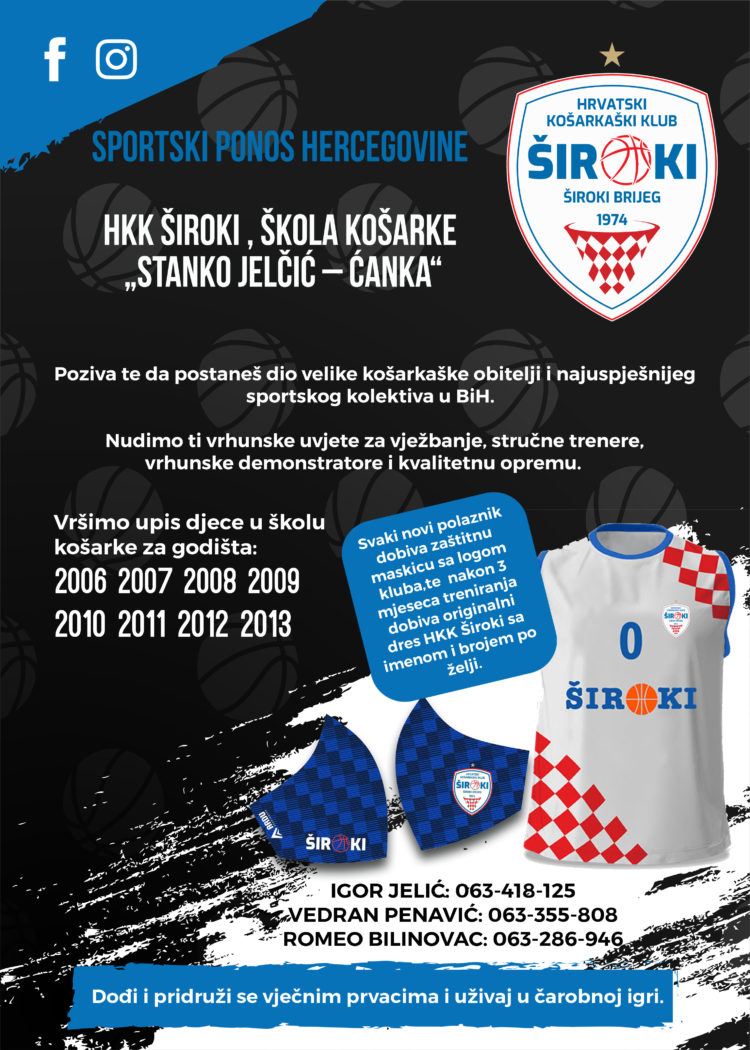 Upiši se! HKK Široki, Škola košarke „Stanko Jelčić – Ćanka“ vrši upis novih članova