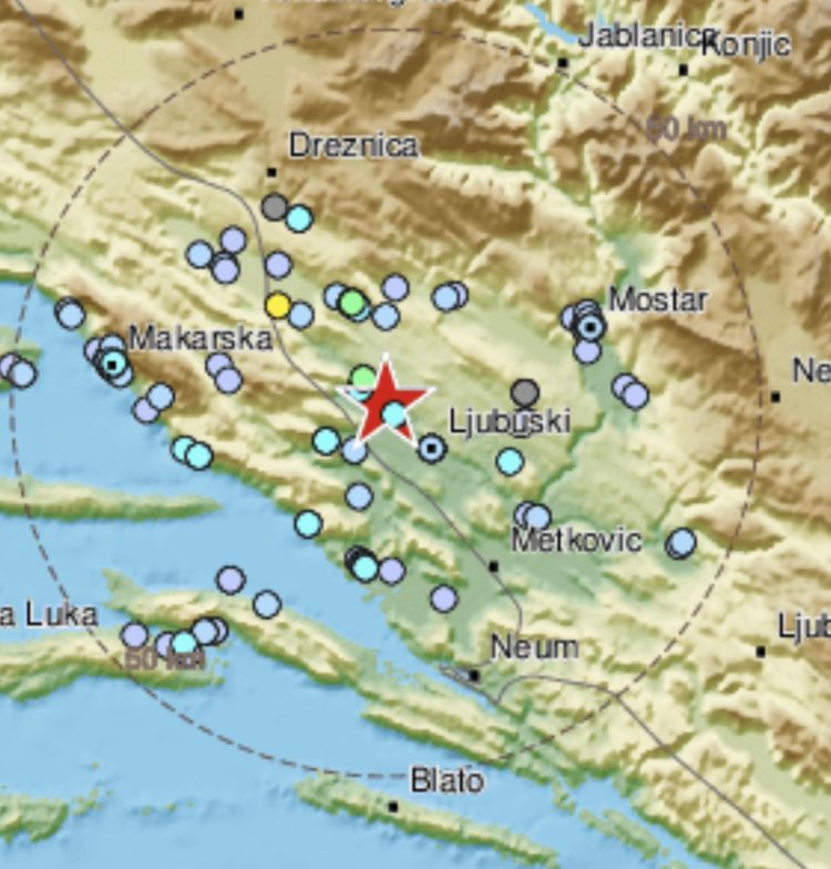 Hercegovina se opet tresla, epicentar u Grudama