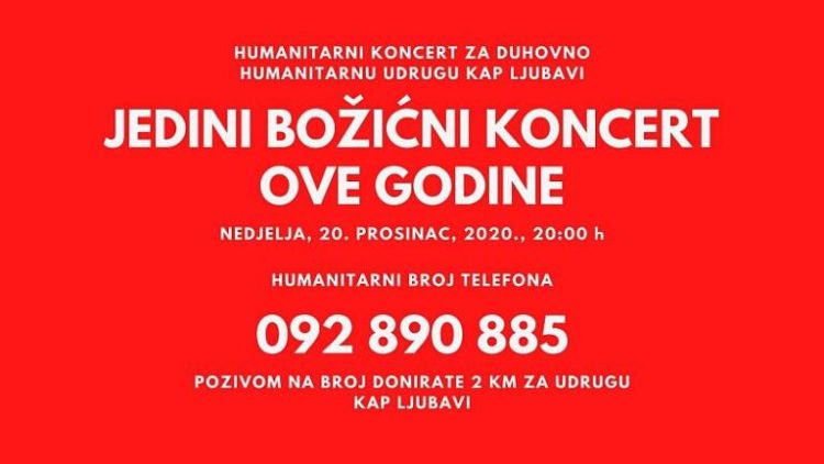 Pratite online božićni koncert za Duhovno-humanitarnu udrugu Kap ljubavi