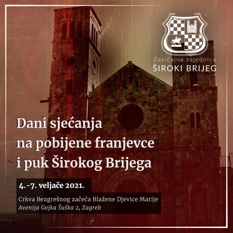 Zagreb: Dani sjećanja na pobijene franjevce i puk Širokog Brijega