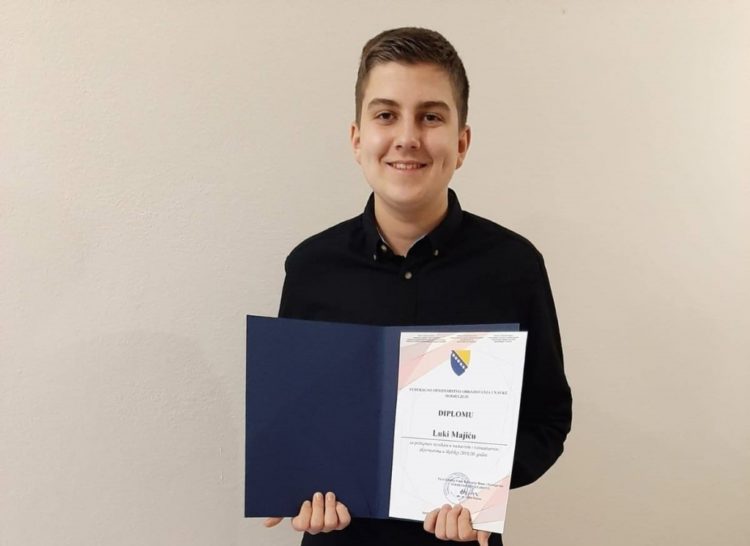 Luka Majić među najboljim učenicima u Federaciji BiH