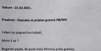 Ljubušak nasmijao doznakom za prijelaz preko granice