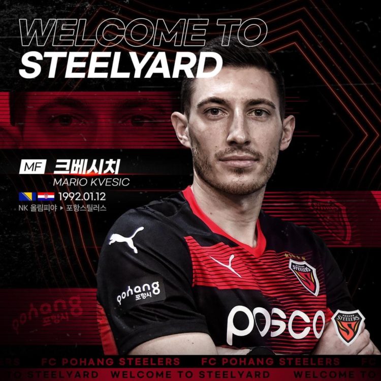 Mario Kvesić potpisao za južnokorejski Pohang Steelers