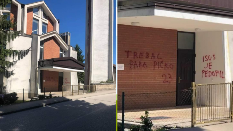 Grafitima oskrvnuta crkva u Bihaću, ispisane uvredljive poruke