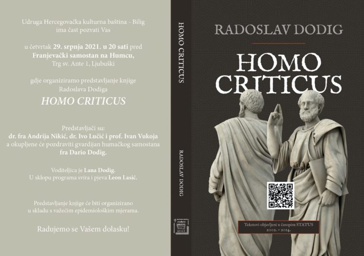 Najava: Na Humcu predstavljanje knjige Radoslava Dodiga pod nazivom “Homo criticus”