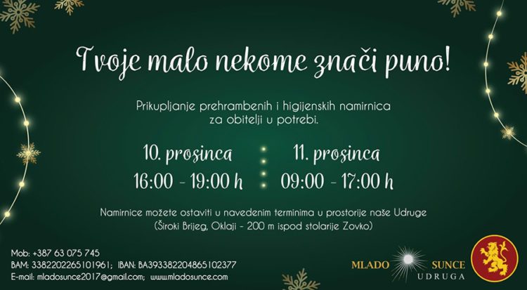 Organizirano prikupljanje namirnica za socijalno ugrožene obitelji u ŽZH