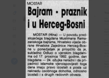 Dok nekim muslimanima smeta Božić zgodno je prisjetiti se kako se u Herceg-Bosni slavio Bajram