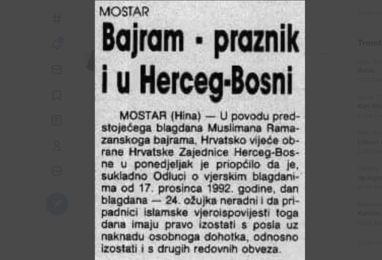 Dok nekim muslimanima smeta Božić zgodno je prisjetiti se kako se u Herceg-Bosni slavio Bajram
