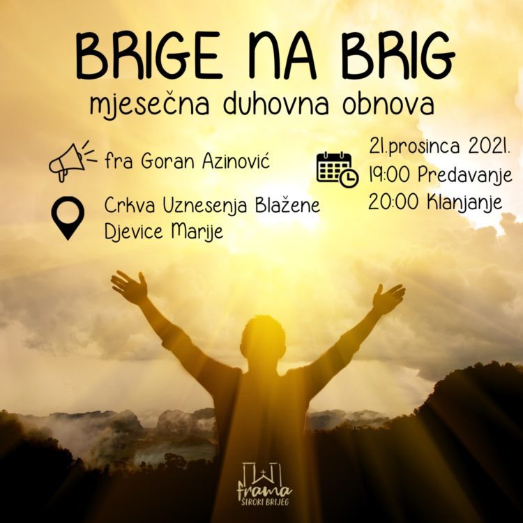 Najava: U utorak mjesečna duhovna obnova na Brigu