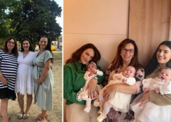 Žena i njene dvije kćerke istovremeno bile trudne, a sada su zajedno krstile svoje tri djevojčice