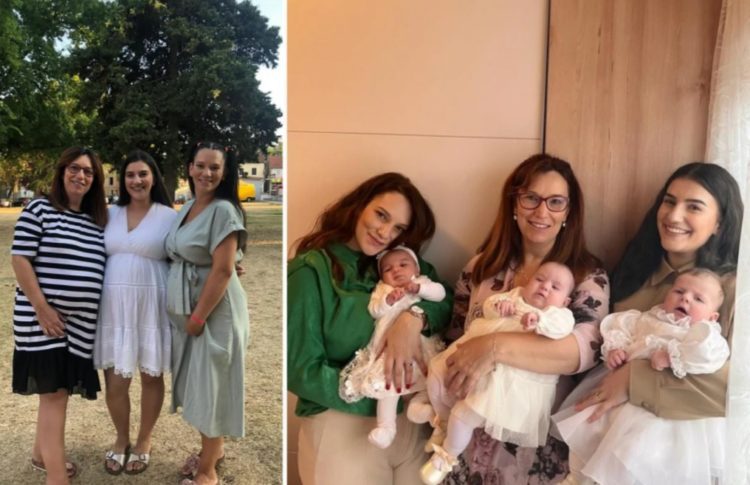 Žena i njene dvije kćerke istovremeno bile trudne, a sada su zajedno krstile svoje tri djevojčice