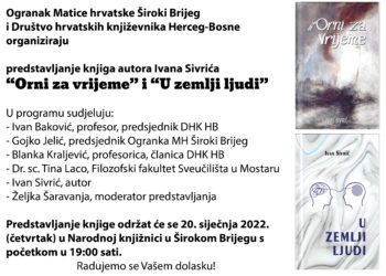 Najava: Predstavljanje knjiga autora Ivana Sivrića “Orni za vrijeme” i “U zemlji ljudi”