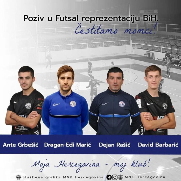 Četiri igrača MNK Hercegovina pozvana u Futsal reprezentaciju BiH
