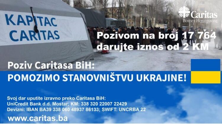 Poziv Caritasa BiH za pomoć pučanstvu Ukrajine