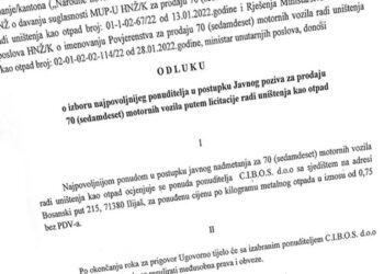 MUP HNŽ-a uništava 70 vozila