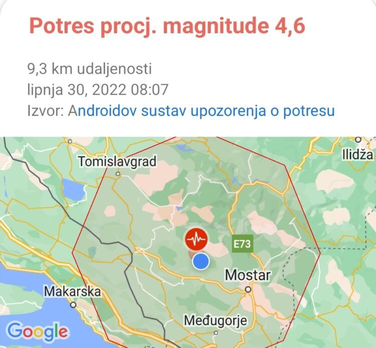 Novi potres u Hercegovini, poznata jačina i epicentar