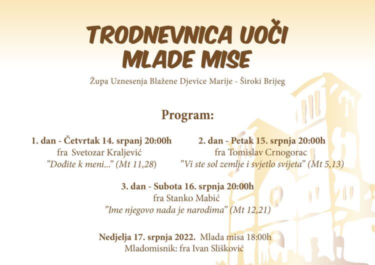 U nedjelju mlada misa fra Ivanu Sliškoviću