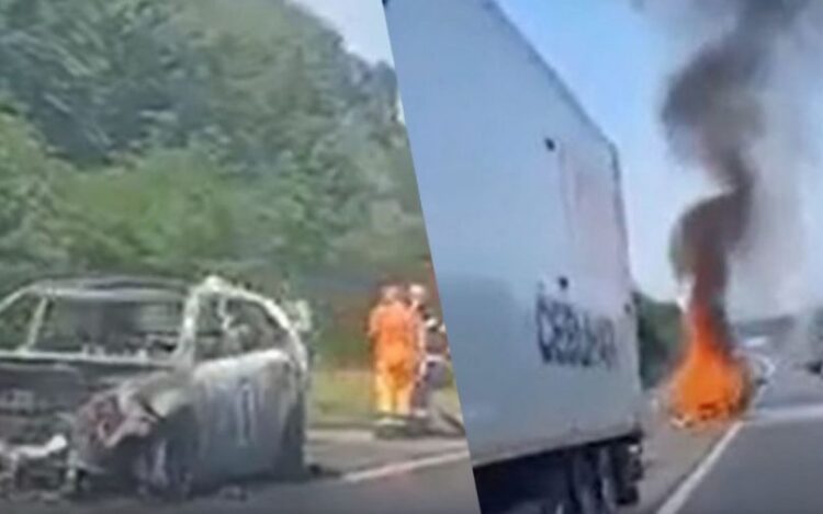 Drama na A1: Zapalio se automobil, putnici u zadnji tren iskočili iz gorućeg vozila