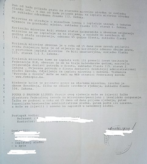 HRS Široki Brijeg tvrdi: Zavod MIO/PIO nezakonito je umanjio iznose mirovina