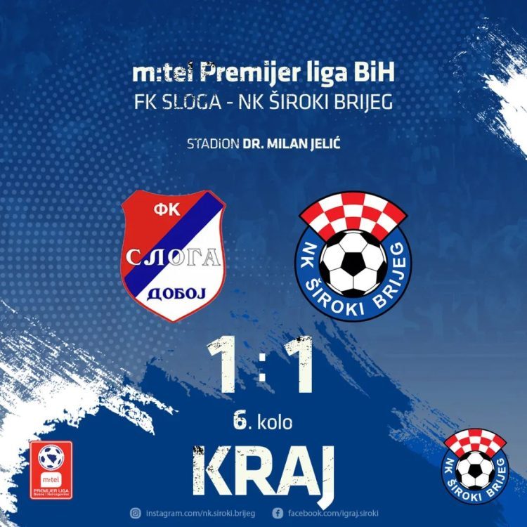 Široki Brijeg i Sloga podijelili bodove