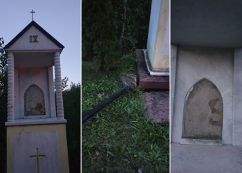 Oskrnavljene postaje puta križa u Drijenči