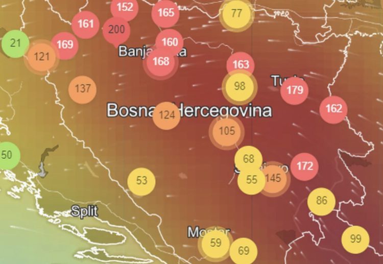 Građani širom BiH večeras udišu zagađen zrak, evo gdje je najgore
