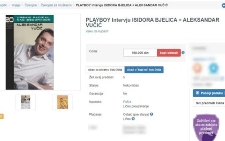 Playboy iz 2004. sa intervjuom sa Vučičem prodaje se za veliki novac
