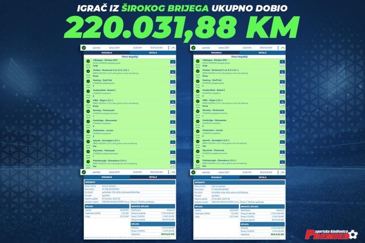 Igrač iz Širokog Brijega u Premieru dobio 220.031,88 KM