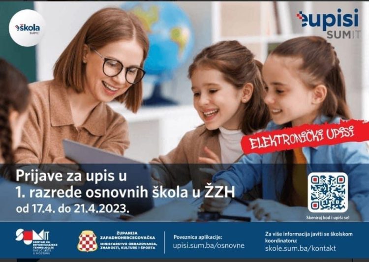 U ponedjeljak počinju upisi u prve razrede osnovnih škola u Županiji Zapadnohercegovačkoj