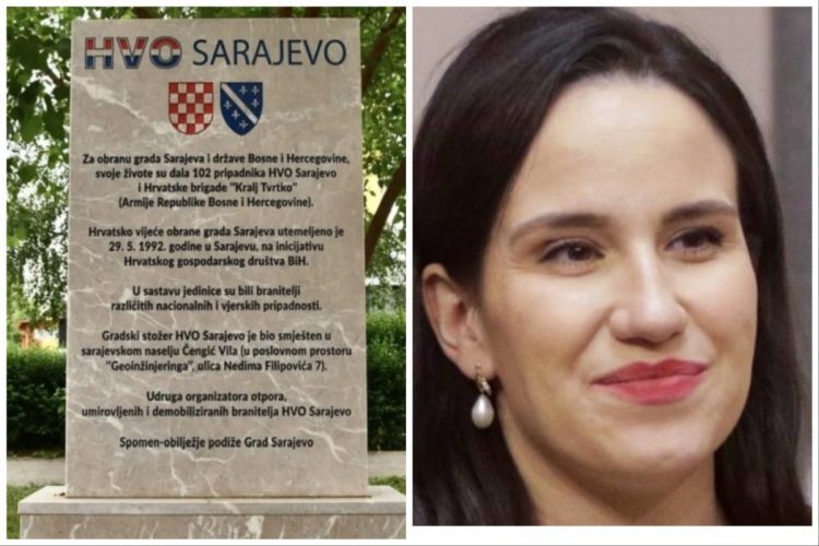 Gradonačelnica Karić uvrijedila dragovoljce HVO-a, ‘Pejićev spomenik’ je spomenik lažnoj multietničnosti glavnog grada